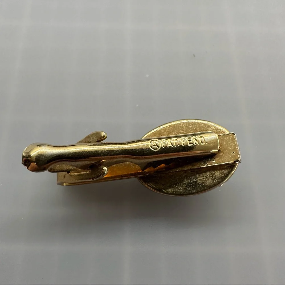 Vintage Blue and Gold Tone Cufflinks and Tie Bar